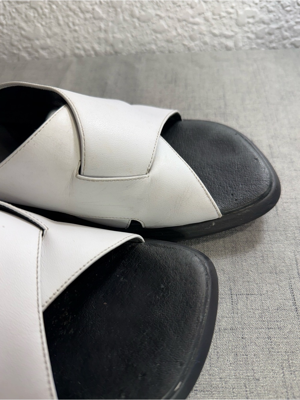 Vintage Clarks White Leather Chunky Wedge Sandals Slides Y2K Women's 10M - Picture 9 of 13